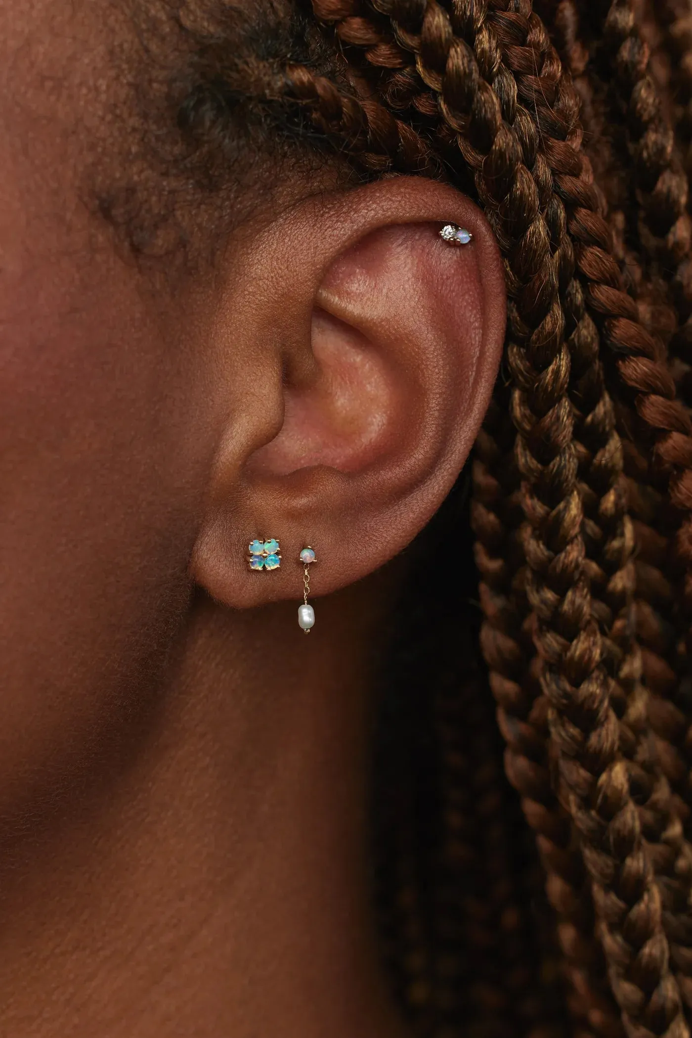 wwake / small shower earrings - opal   pearl