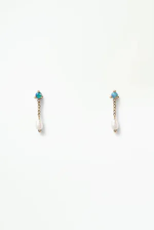 wwake / small shower earrings - opal   pearl