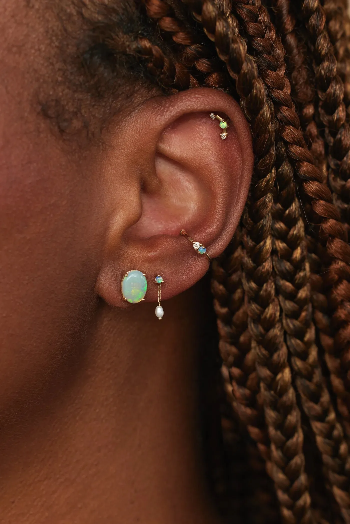 wwake / small shower earrings - opal   pearl