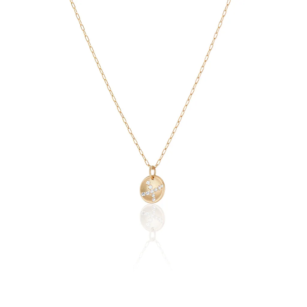 X Disc Diamond Charm Necklace