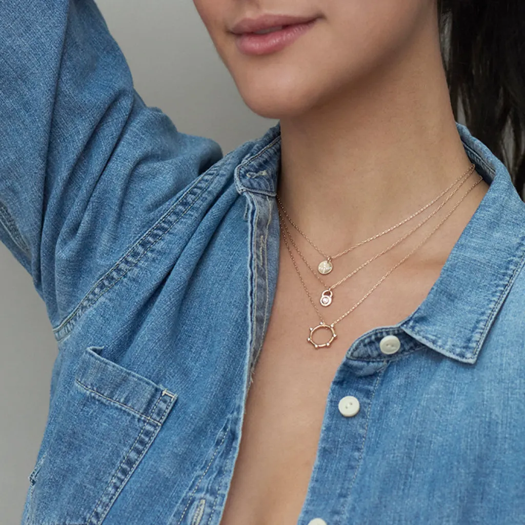 X Disc Diamond Charm Necklace