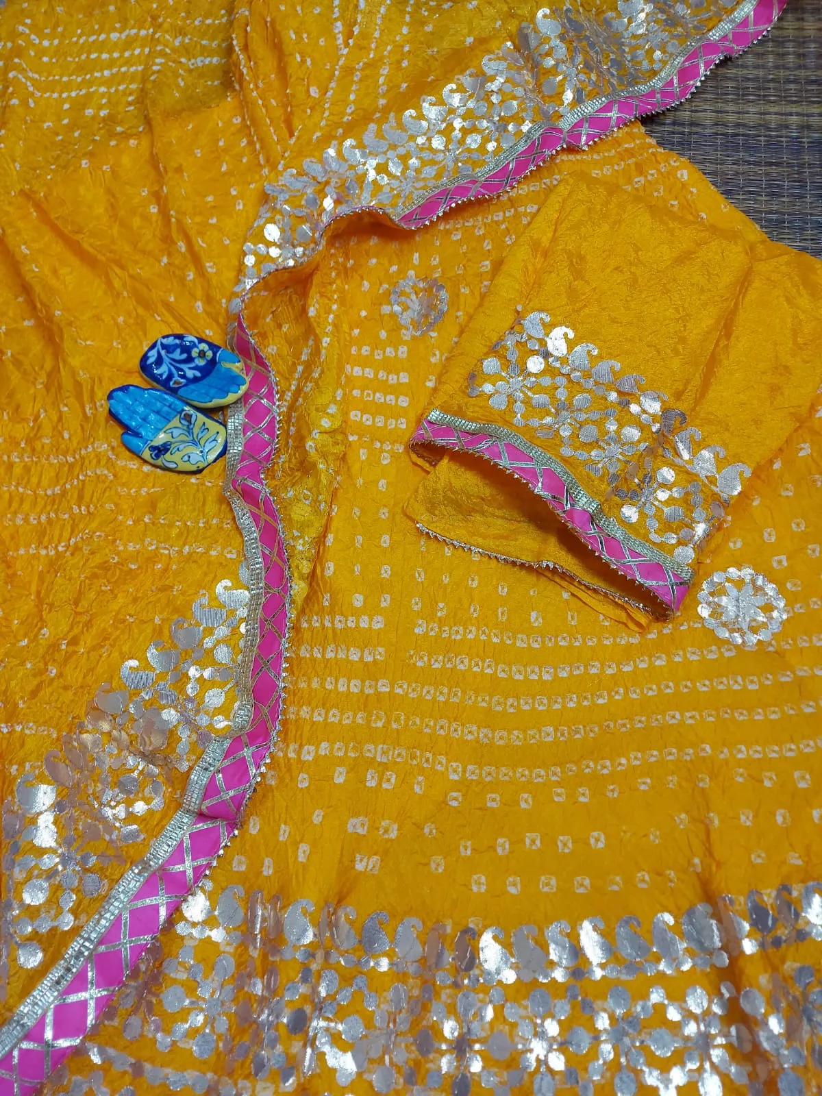 Yellow Bandhej Lehenga Chunni