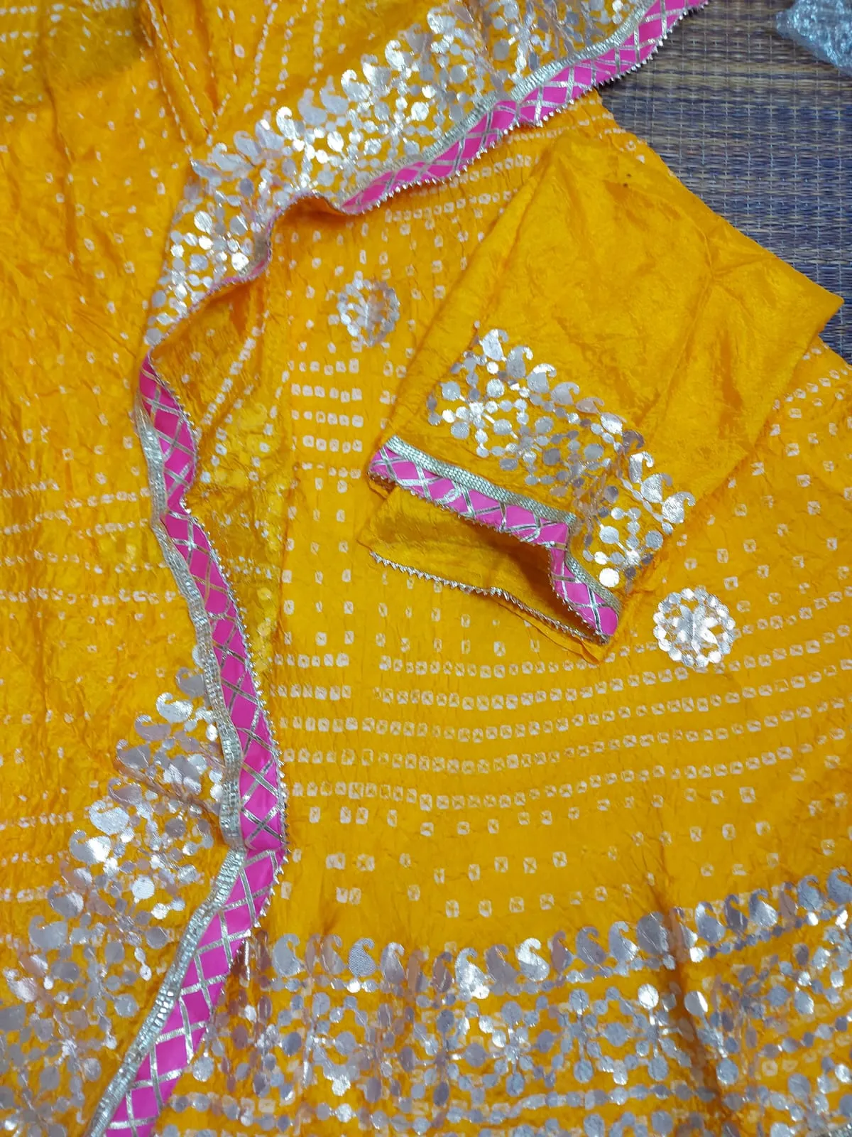 Yellow Bandhej Lehenga Chunni