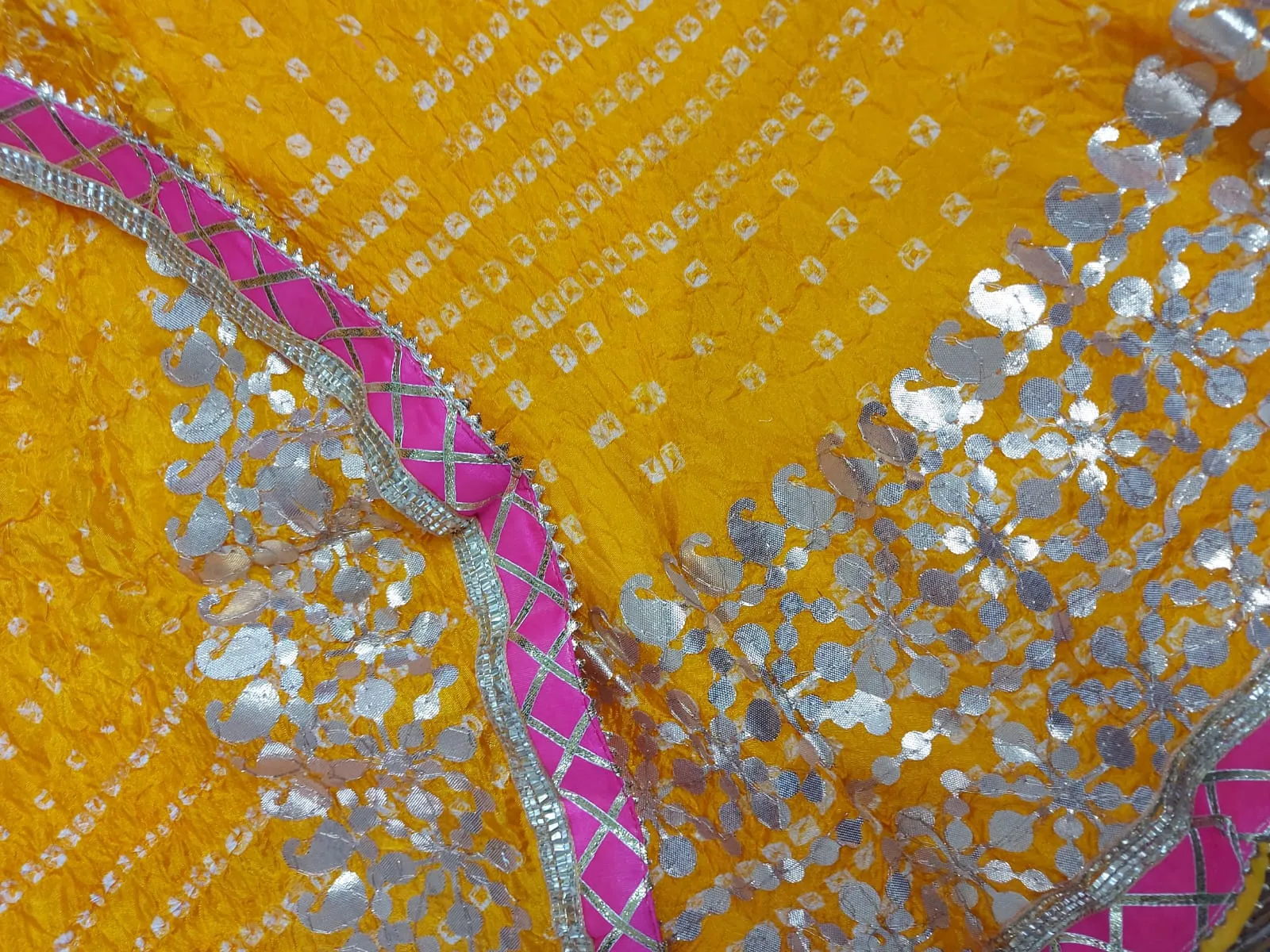 Yellow Bandhej Lehenga Chunni