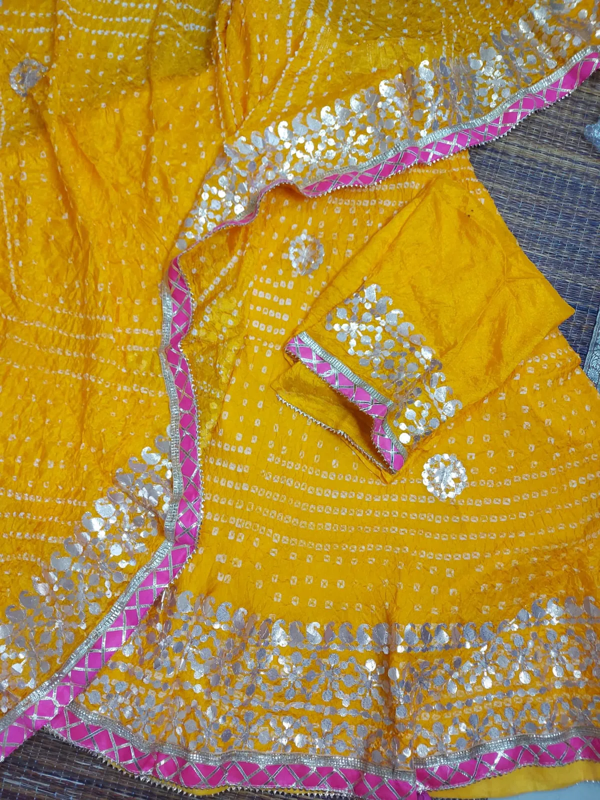 Yellow Bandhej Lehenga Chunni