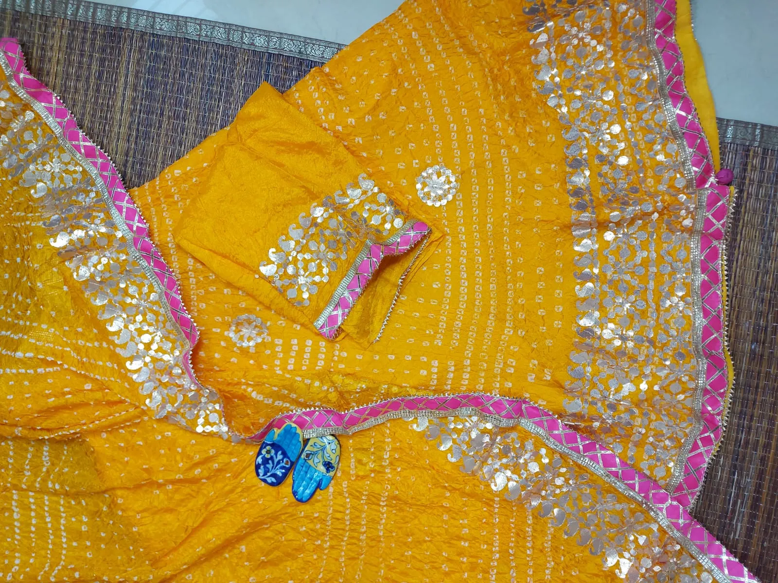 Yellow Bandhej Lehenga Chunni
