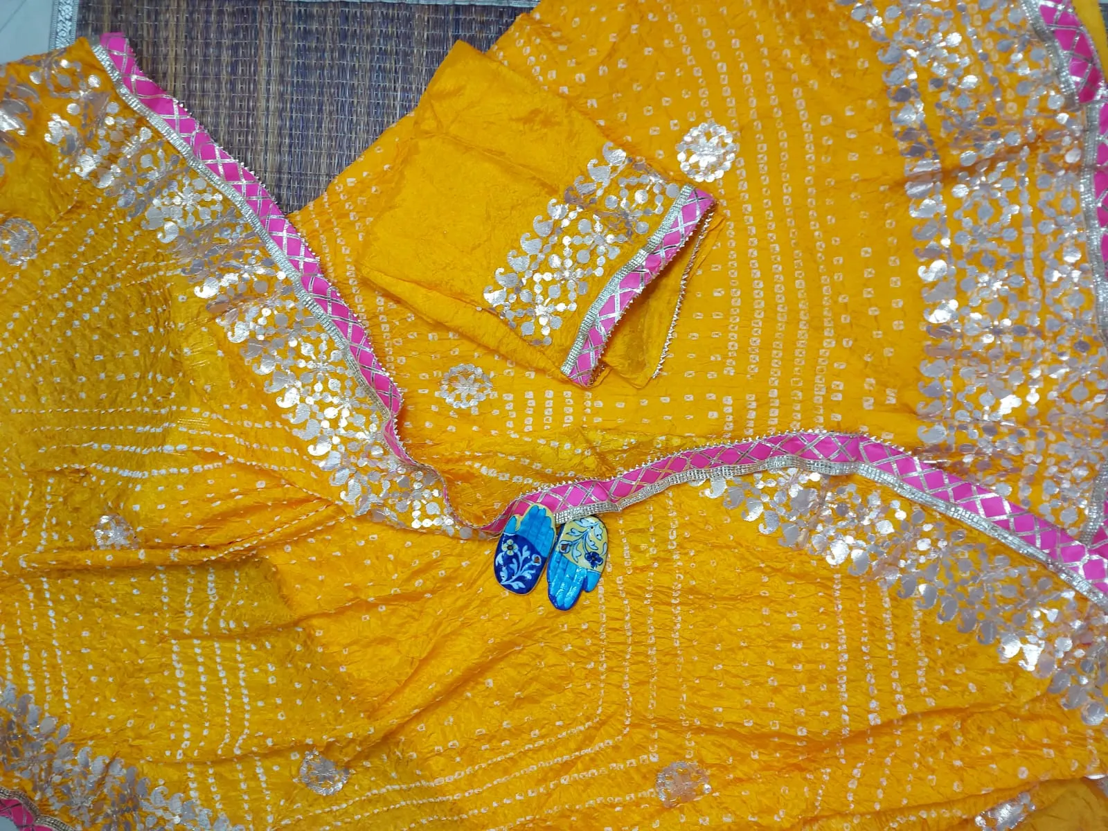 Yellow Bandhej Lehenga Chunni