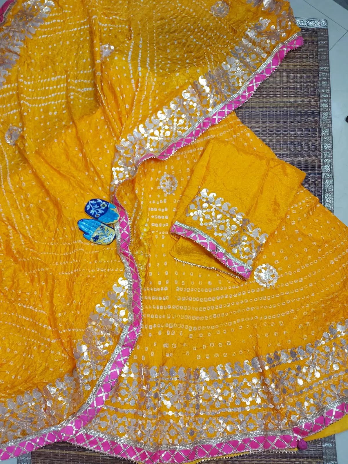 Yellow Bandhej Lehenga Chunni
