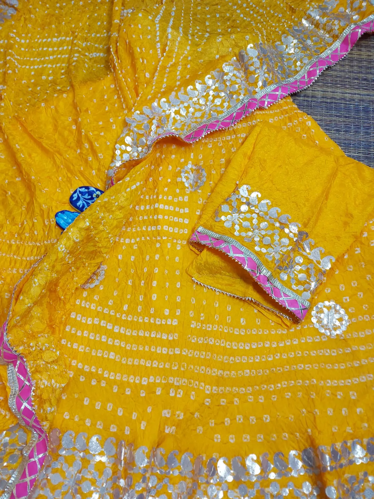 Yellow Bandhej Lehenga Chunni
