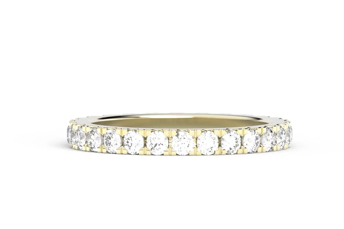 YELLOW GOLD BIRTHSTONE HALF PAVE STACKING RING