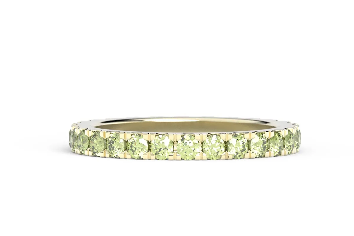YELLOW GOLD BIRTHSTONE HALF PAVE STACKING RING