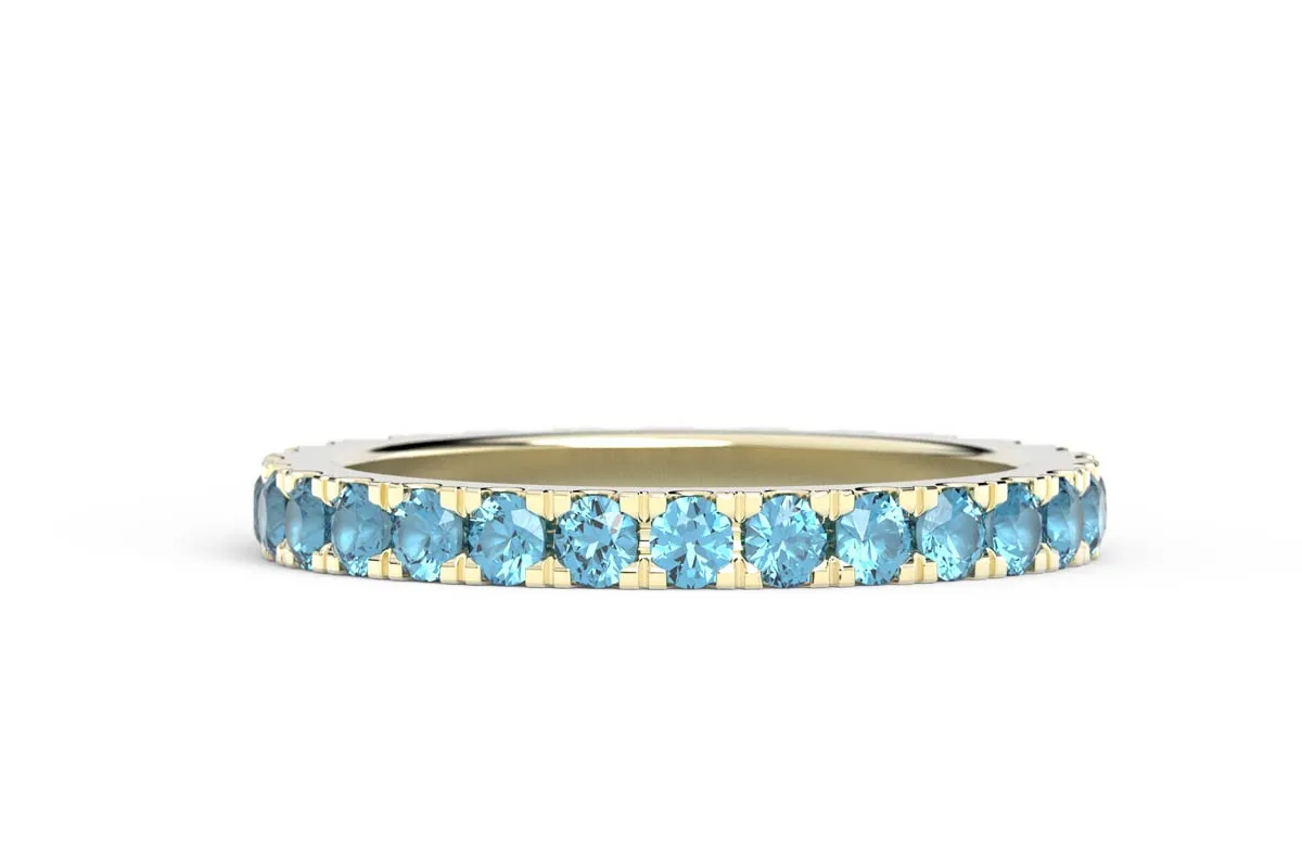 YELLOW GOLD BIRTHSTONE HALF PAVE STACKING RING