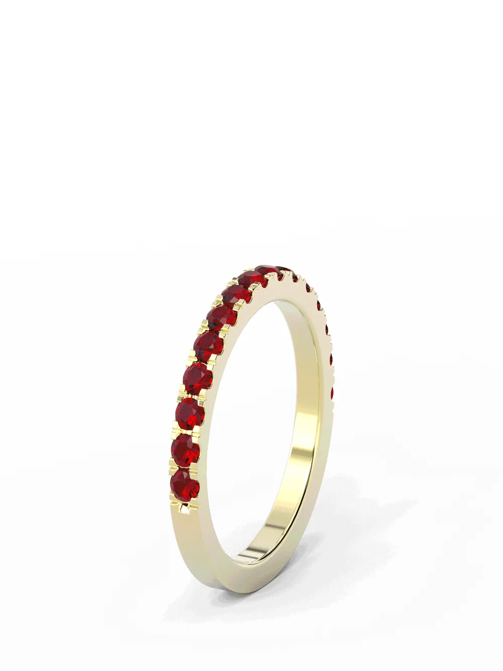 YELLOW GOLD BIRTHSTONE HALF PAVE STACKING RING