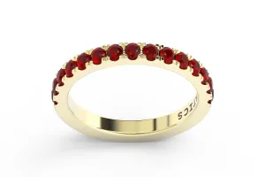 YELLOW GOLD BIRTHSTONE HALF PAVE STACKING RING