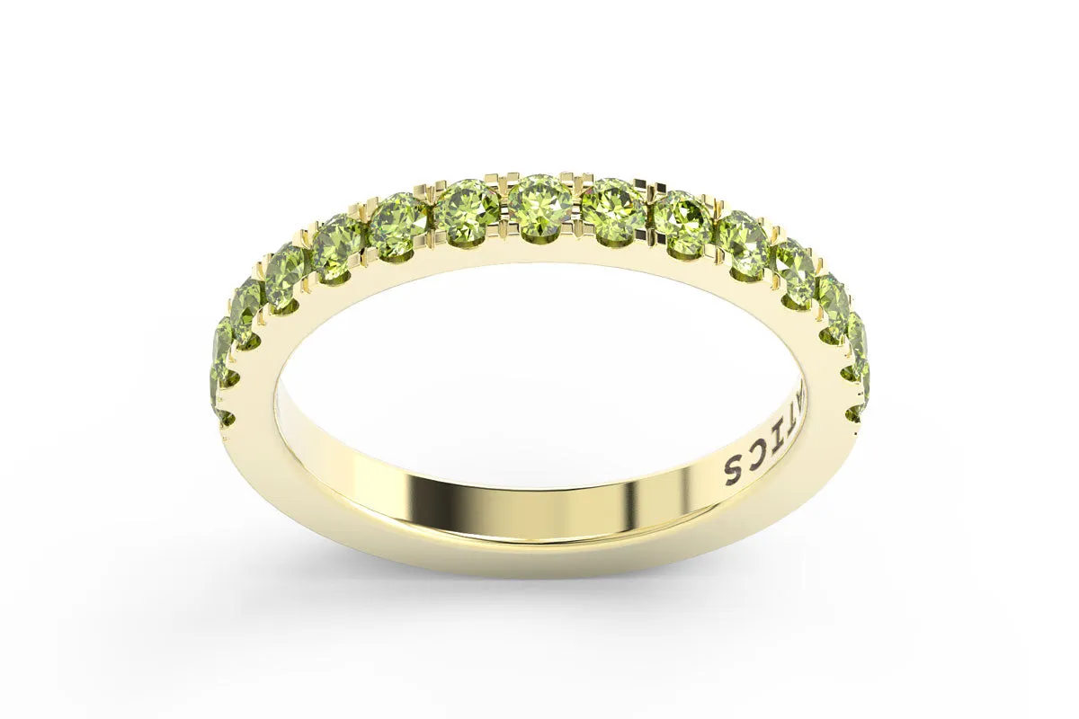 YELLOW GOLD BIRTHSTONE HALF PAVE STACKING RING