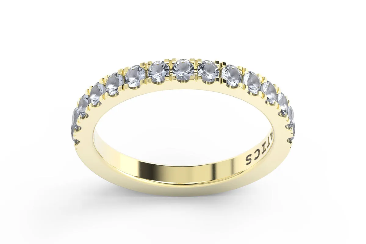 YELLOW GOLD BIRTHSTONE HALF PAVE STACKING RING