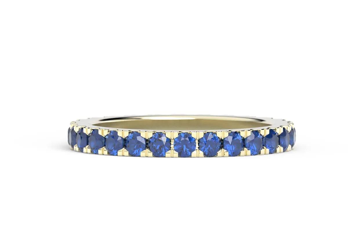 YELLOW GOLD BIRTHSTONE HALF PAVE STACKING RING