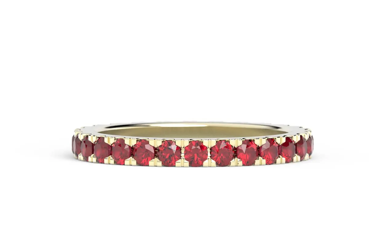 YELLOW GOLD BIRTHSTONE HALF PAVE STACKING RING