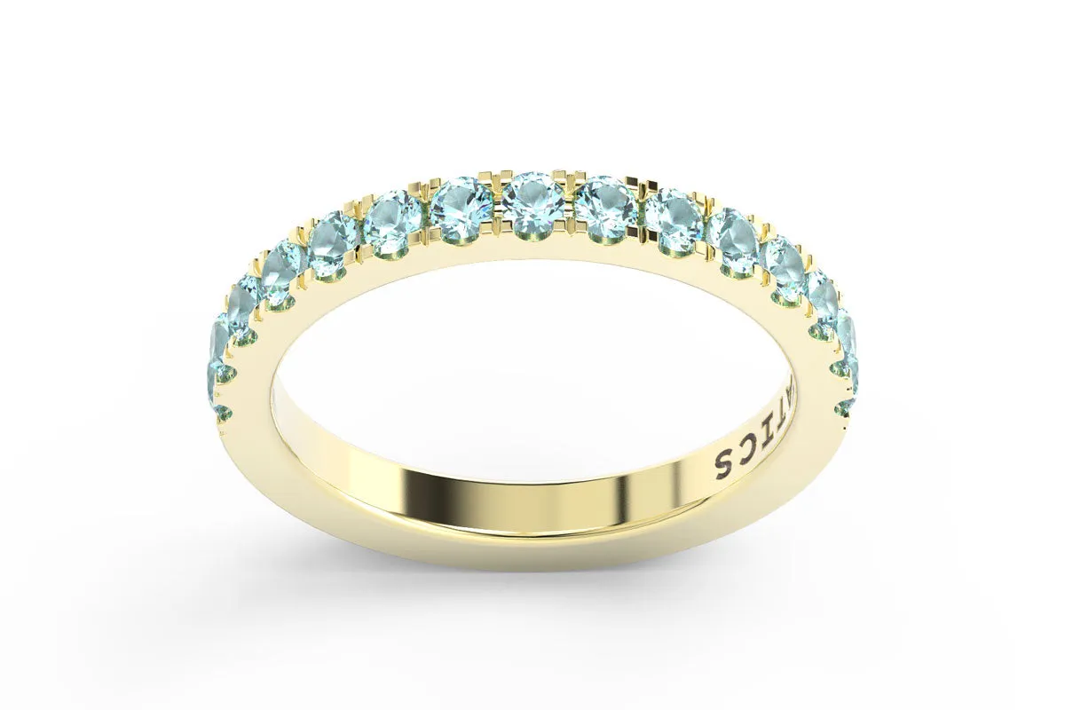 YELLOW GOLD BIRTHSTONE HALF PAVE STACKING RING