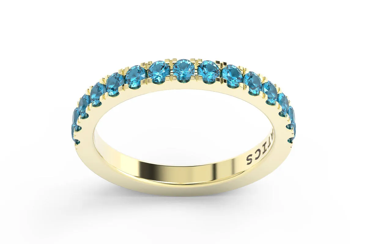 YELLOW GOLD BIRTHSTONE HALF PAVE STACKING RING