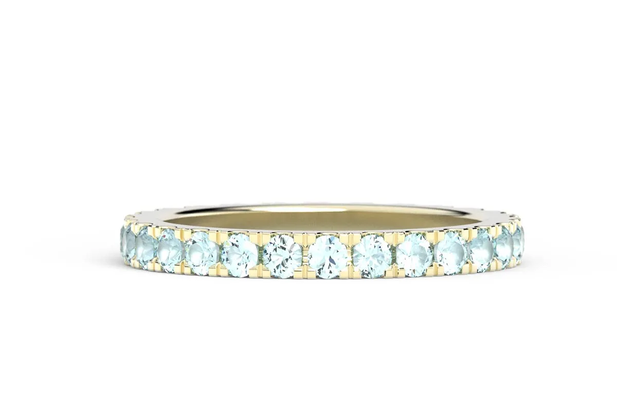 YELLOW GOLD BIRTHSTONE HALF PAVE STACKING RING