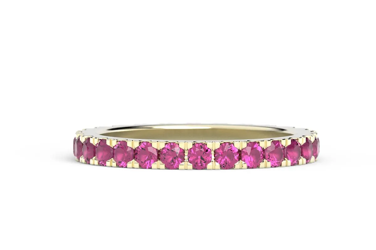 YELLOW GOLD BIRTHSTONE HALF PAVE STACKING RING
