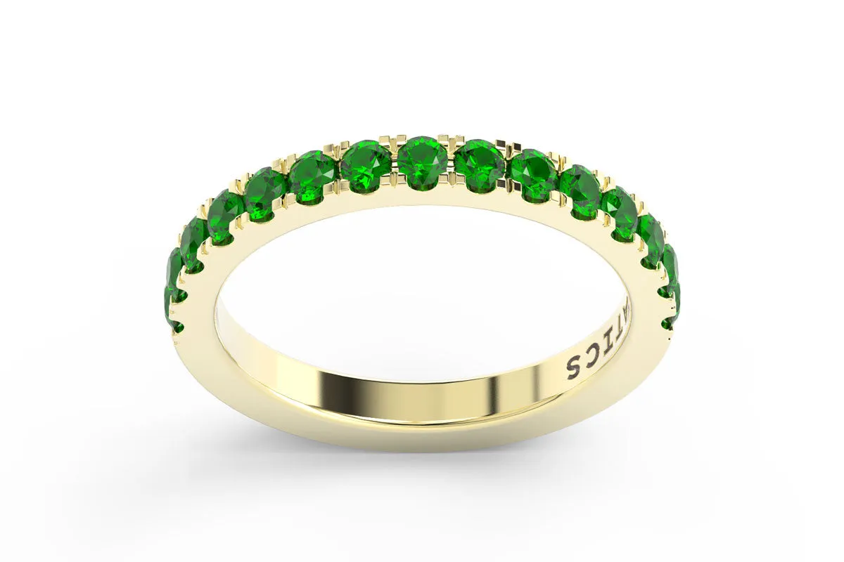 YELLOW GOLD BIRTHSTONE HALF PAVE STACKING RING