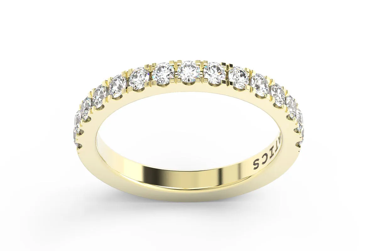 YELLOW GOLD BIRTHSTONE HALF PAVE STACKING RING