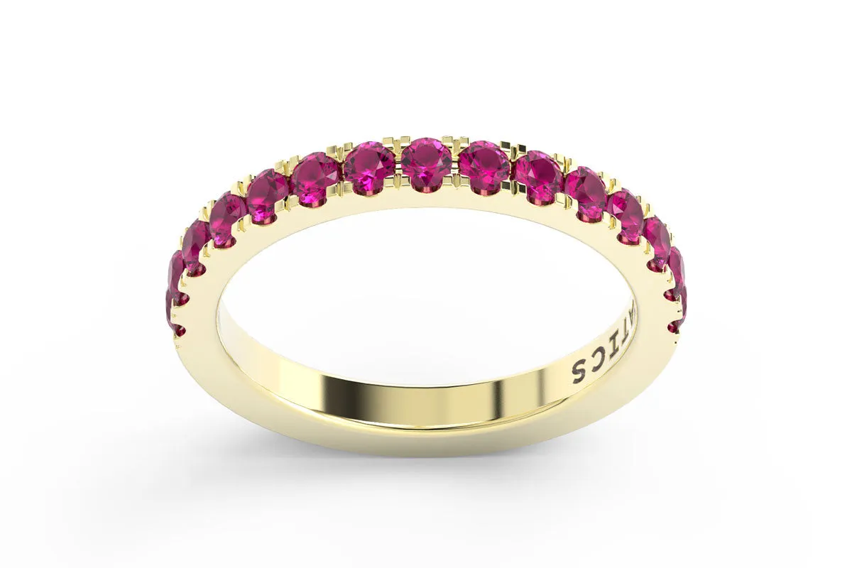YELLOW GOLD BIRTHSTONE HALF PAVE STACKING RING