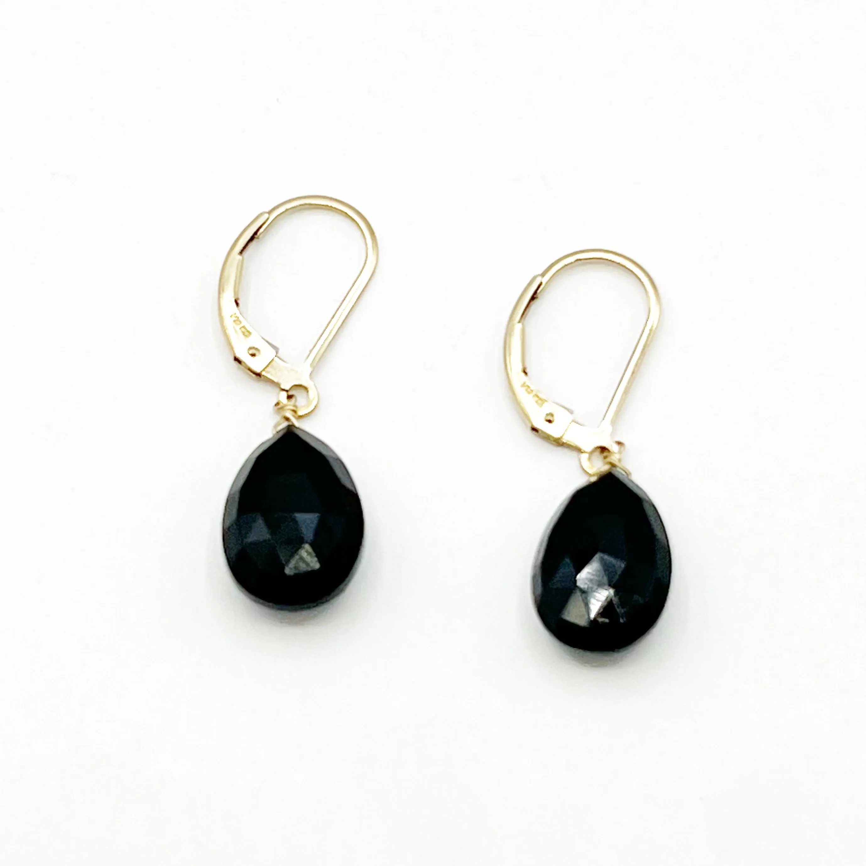 Yellow Gold Filled Onyx Drop Earrings