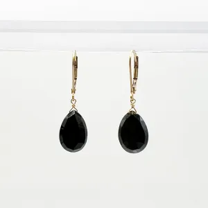Yellow Gold Filled Onyx Drop Earrings