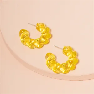 Yellow Twisted C Drop Earrings