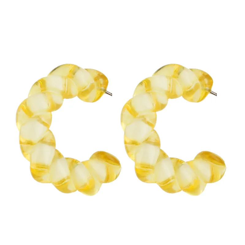 Yellow Twisted C Drop Earrings