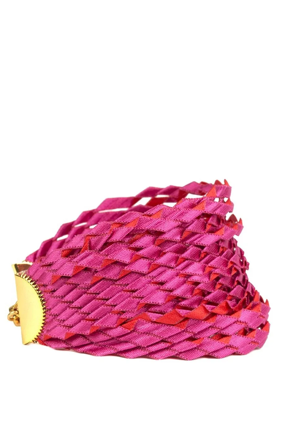 Zig Zag Fuchsia Silk Bracelet
